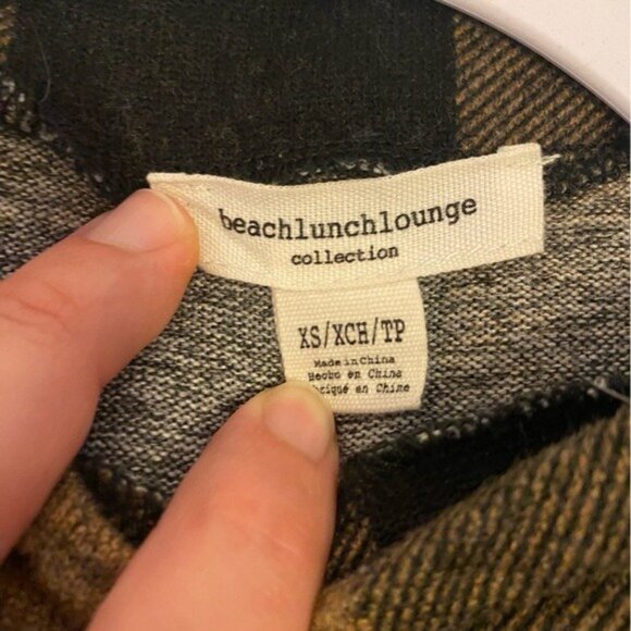 Beach Lunch Lounge Size XS Plaid Mock Neck Long Sleeve Fleecy Top - Picture 3 of 5